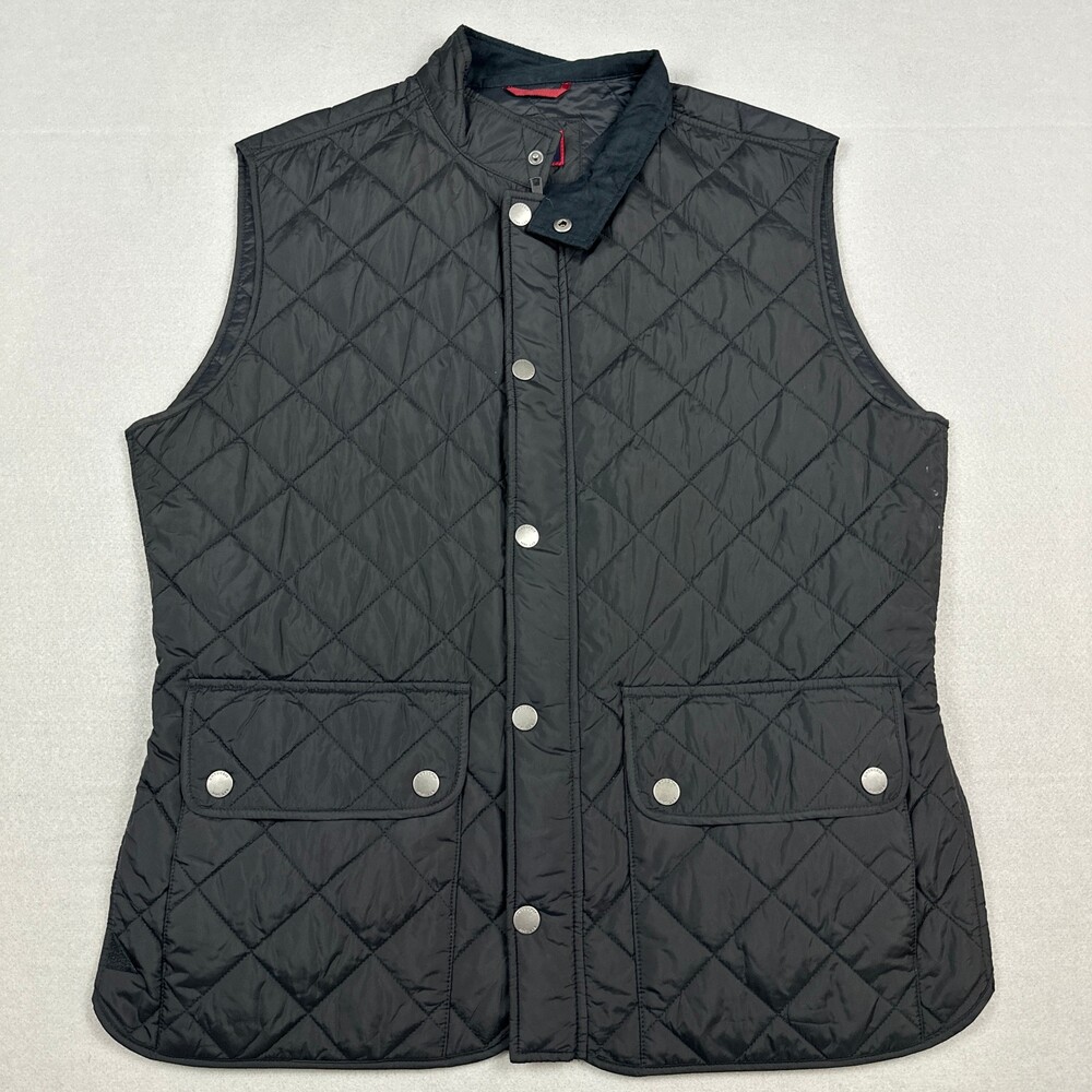 Untuckit Vest Men Large Black Solid Sleeveless Jacket Quilted Snap Zip Golf L